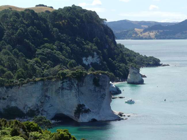 View of the coastline where Cathedral Cove is located