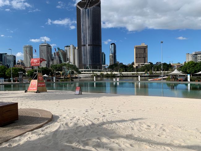 The South Bank Beach, which is usually full of bathers, has been closed.