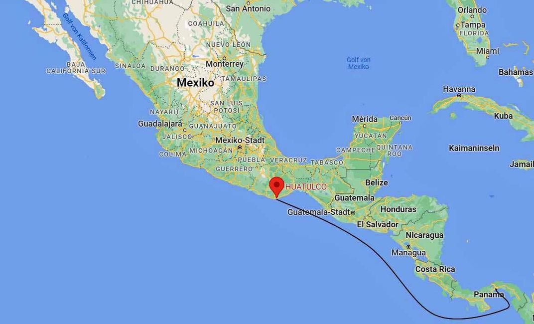 Fahrt von Panama nach Huatulco, Mexiko