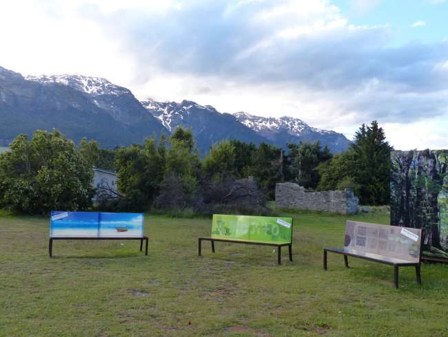 Glass benches - art in Glenorchy