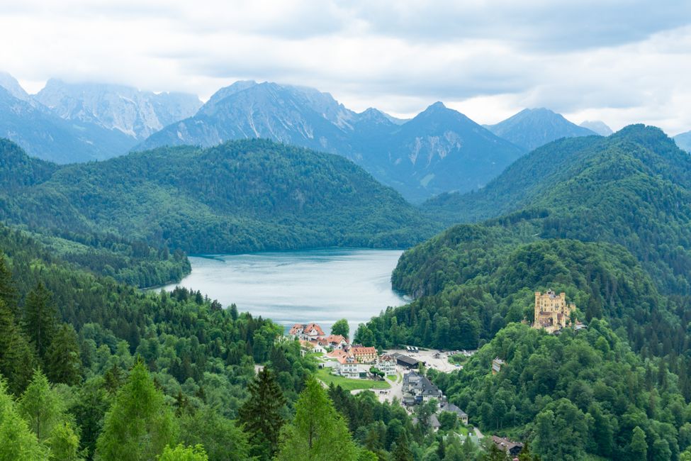 View of Lake Alpsee and Hohenschwangau Castle