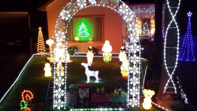 Front yard with light figures