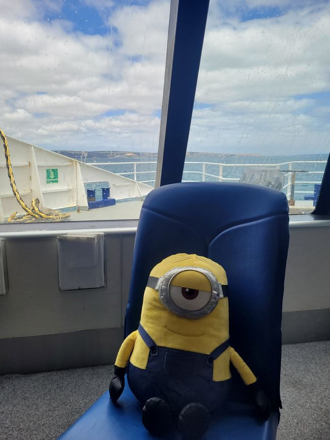 Stuart enjoys ferry ride to Kangaroo Island in front row