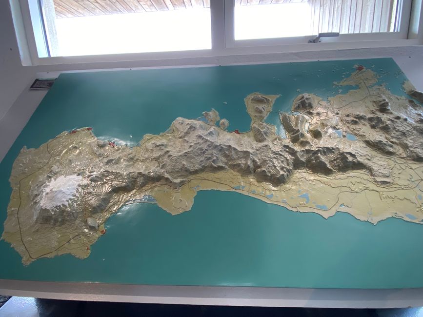 Blick auf die 3D Karte von SNAEFELLSNES im Visitor Center MALARIFF.