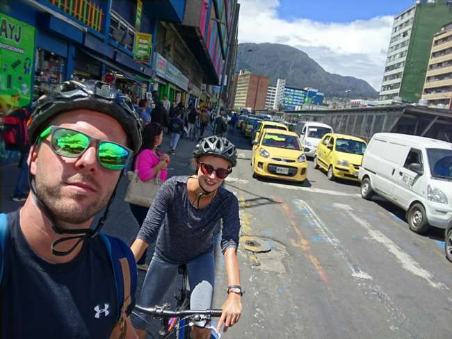 Fahrradtour durch Bogota, ziemlich trubelig und bergig