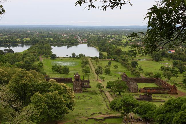 View from the hill of the ruins in Vat Phou