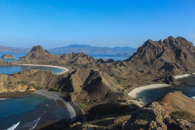 View from the hill on Padar Island with three beautiful bays