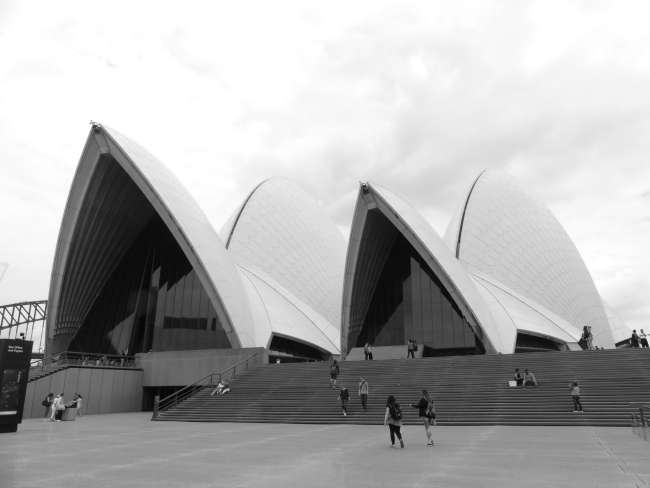 Opera House in black and white