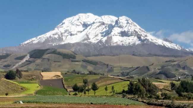 The Chimborazo dominates the landscape