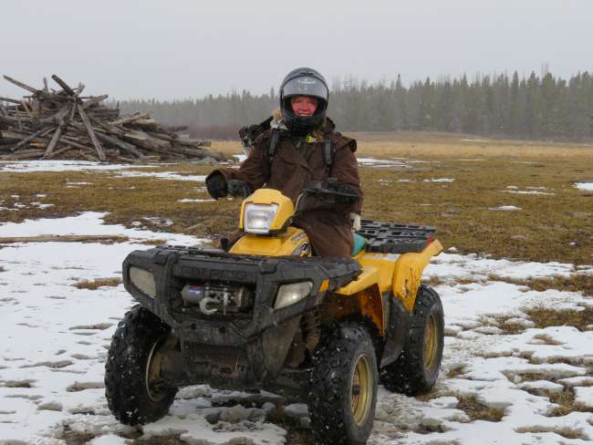 Driving the quad with Zayni. That was the only day I had a helmet and a stylish coat. It snowed a lot and without a helmet, you couldn't see anything.