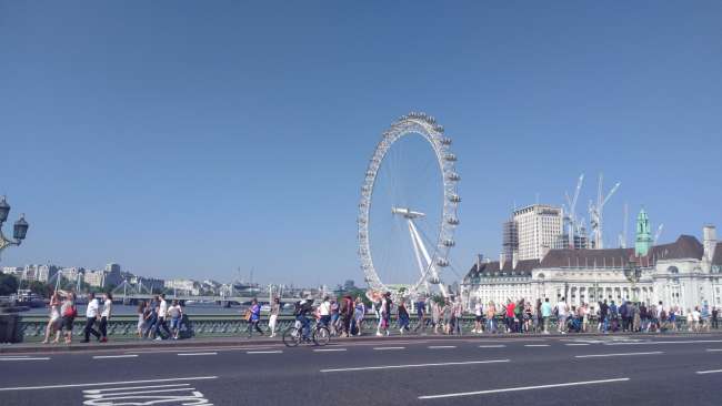 London Eye, fotografiert von der Westminster Bridge 