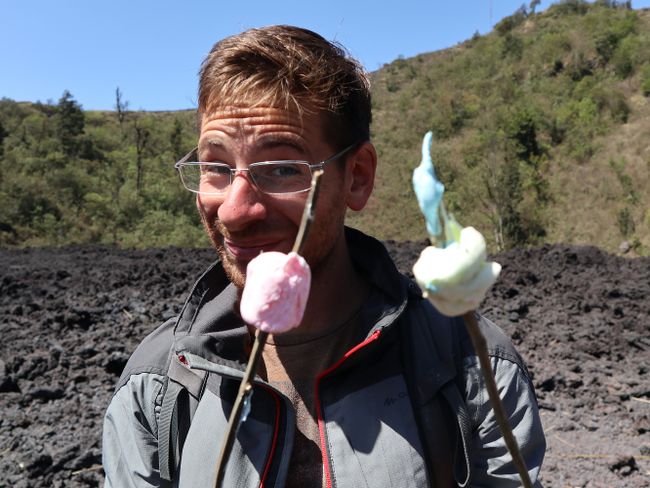 Roasting marshmallows on an active volcano :O (Day 190 of the world tour)