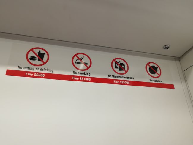 Sign in the metro. Durians are forbidden in most places and fridges here :p