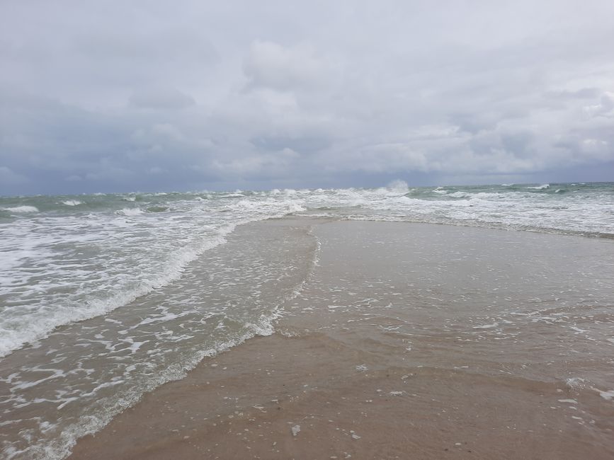 Right is the Baltic Sea, left is the North Sea