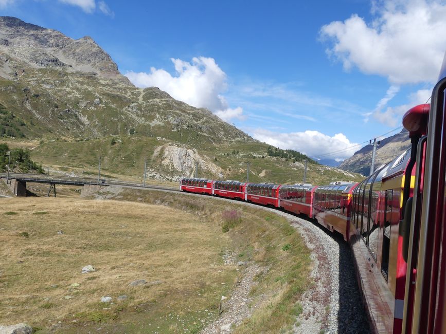 By the Bernina Express over the Alps