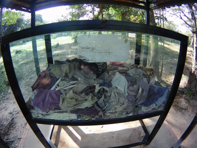 Here the remains of the prisoners' clothing are exhibited. When it rains harder, clothing from lower layers is sometimes washed up. 