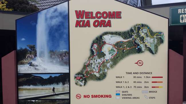 Map of Wai-o-Tapu with the different walks