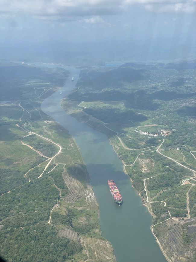 Flying over the Panama Canal