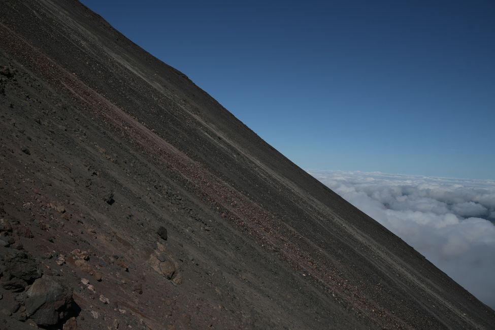 Tongariro Crossing: Ascent to Mt.Ngauruhoe - already above the clouds