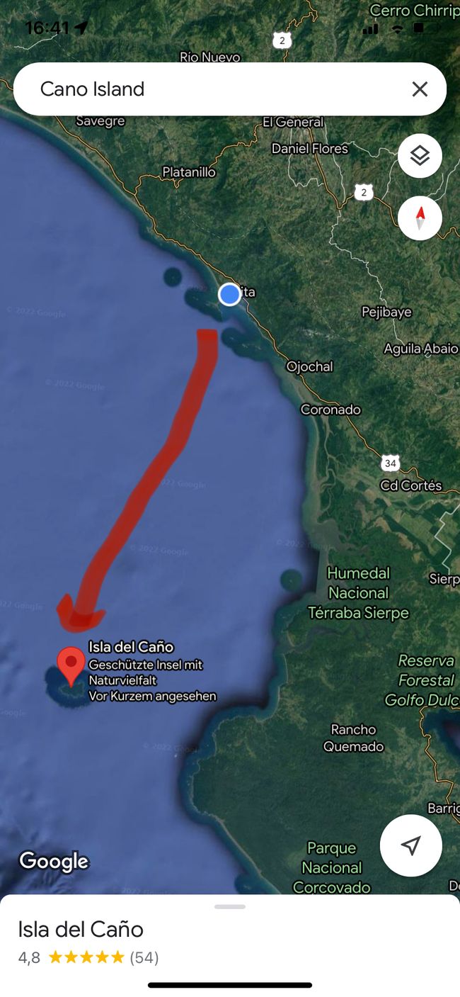 Sea route to Cano Island