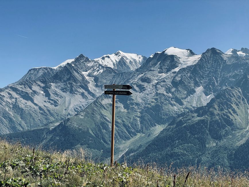 Bester Blick auf den Mont Blanc nahe dem Col du Joly