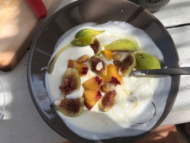 Breakfast with self-picked almonds and figs