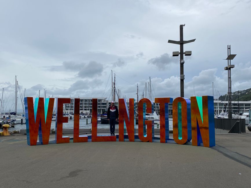 Wellington Schriftzug am Hafen