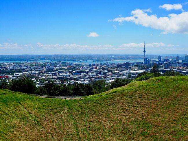 overlooking Auckland from one of its many volcanic hills
