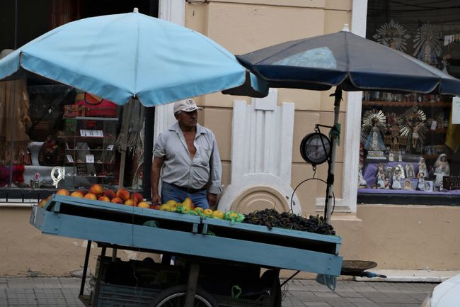Fruit vendors stand ...