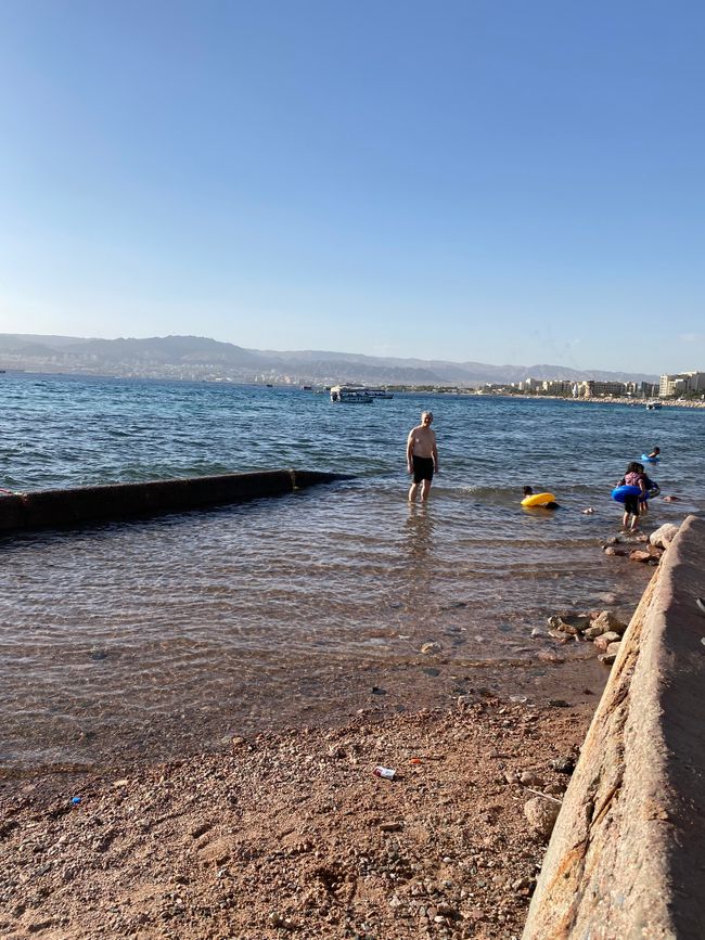 Taking a dip in the Gulf of Aqaba
