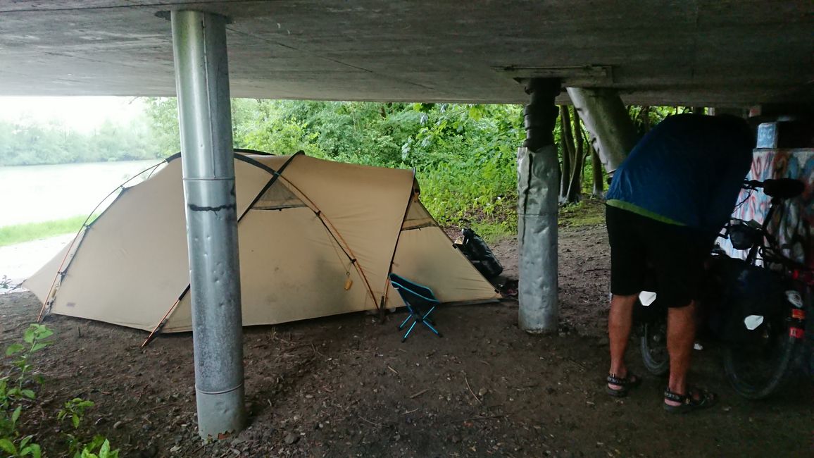 Austria, camping under the bridge near Gummern