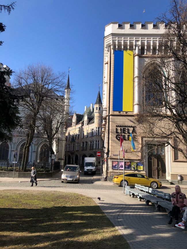 Überall waren ukrainische Flaggen zusehen 
