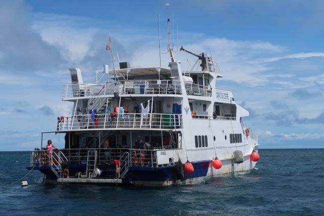 Our ship where we stayed overnight right on the Great Barrier Reef!