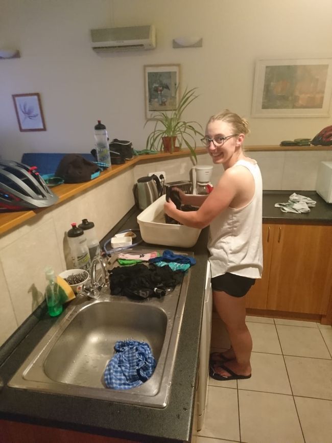 Hand washing in the kitchen