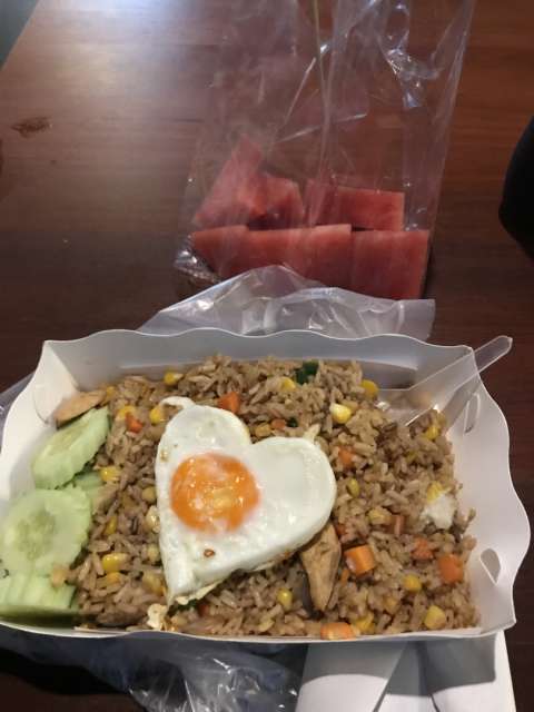 Fried rice with heart-shaped egg