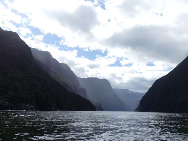 Looking back into Milford Sound
