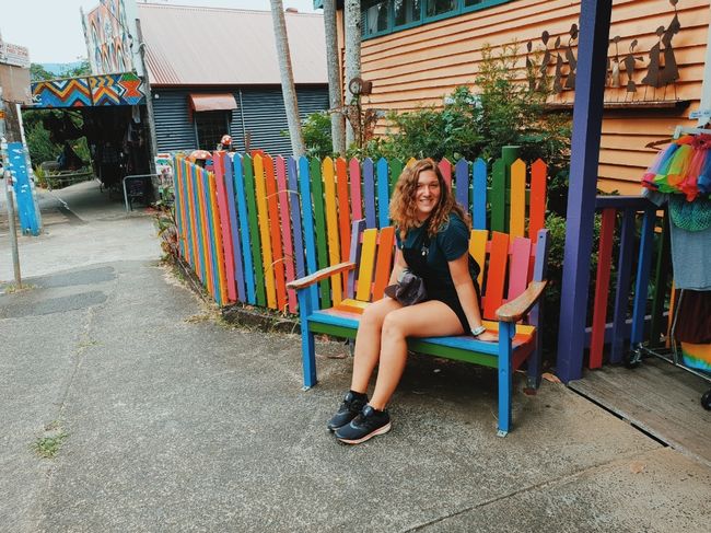 Rainbow hippie bench