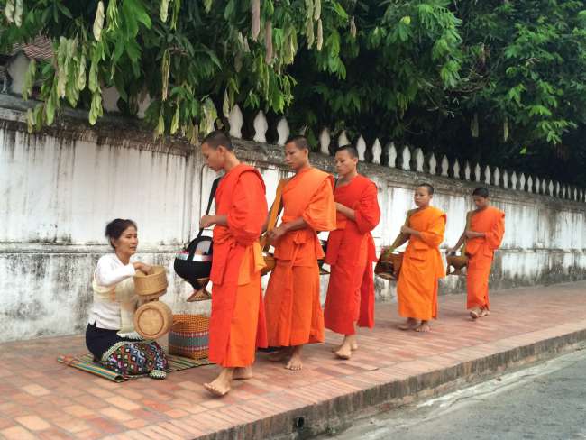 Morning alms walk of the monks