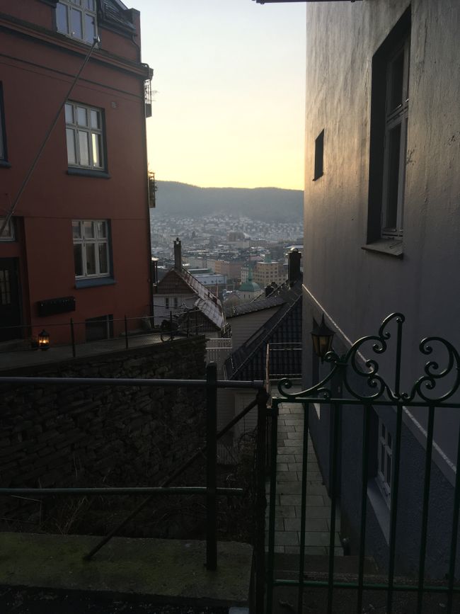 Day 3, View of Bergen towards the mountains