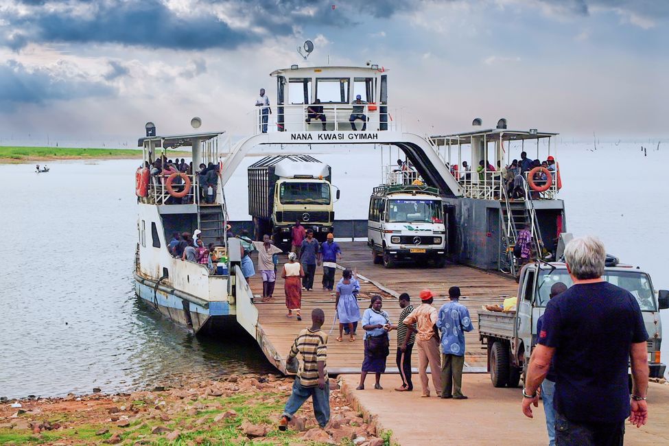 With the ferry across the Volta reservoir