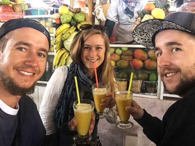 Juice bar selfie at the market