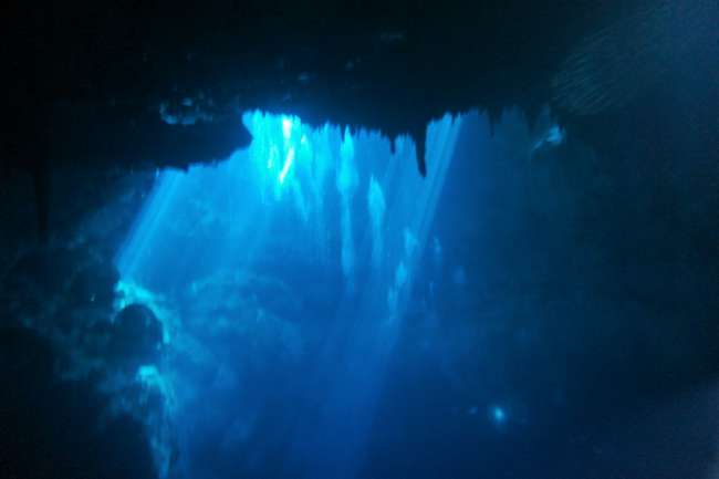During cave diving