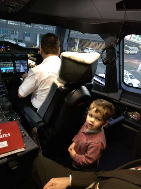 Malte in the cockpit of the A-380