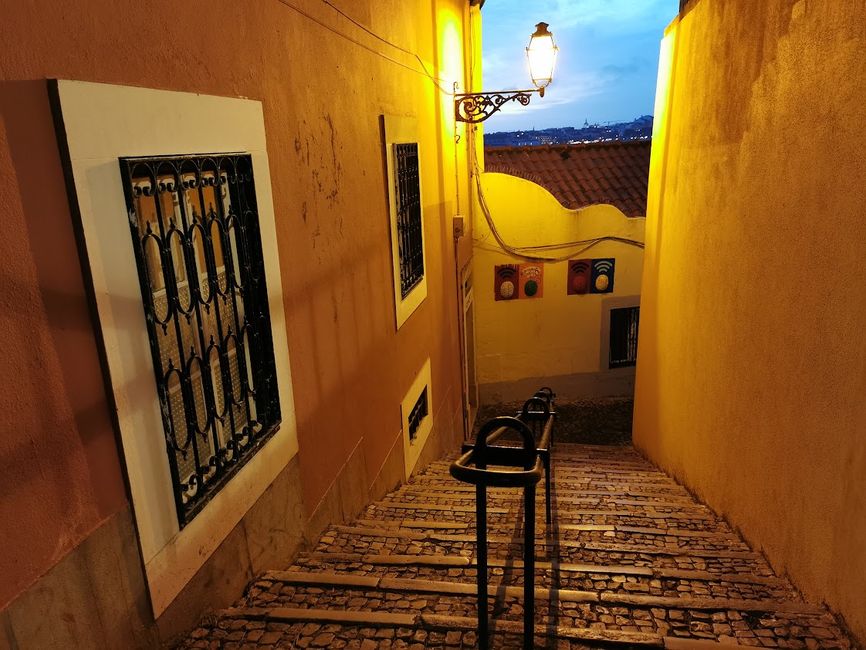Narrow alleys, stairs, romantic lighting