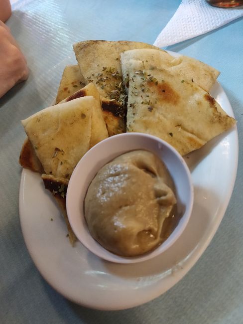delicious pita bread with hummus