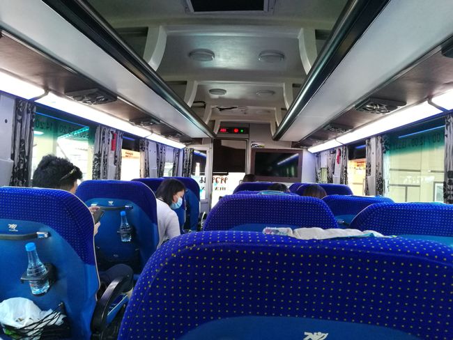 Inside the bus to Bangkok.