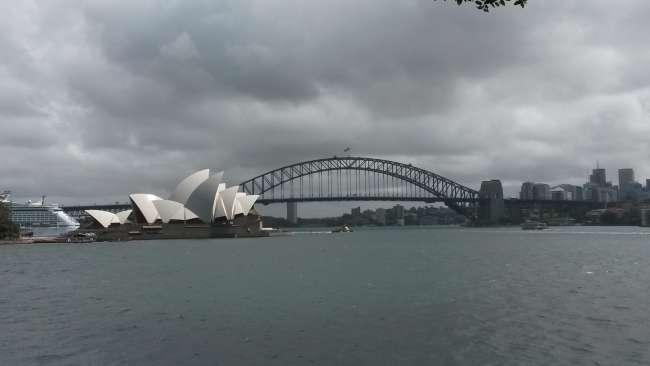 The first view of the Opera House and Harbour Bridge