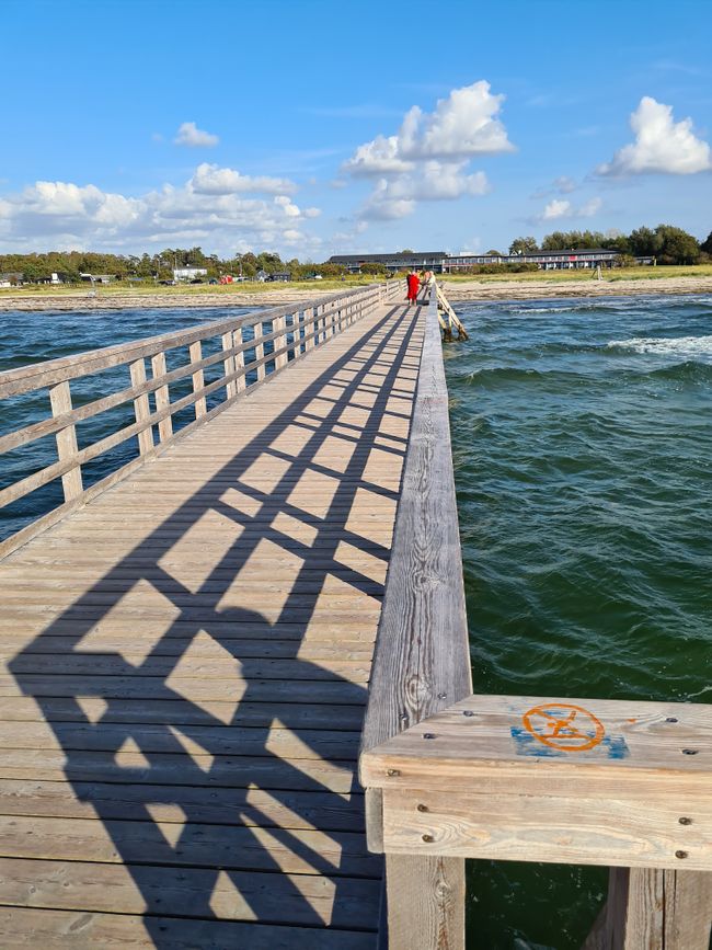 At the long pier, you can swim and float