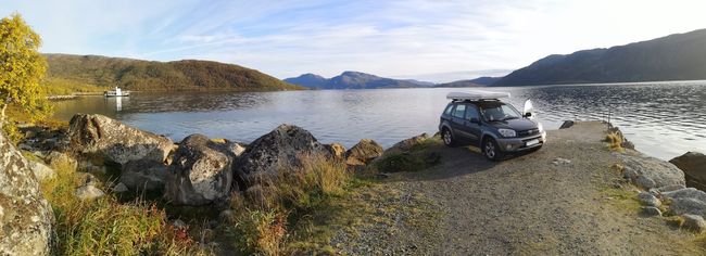 Parking spot for two nights right by the fjord of the Norwegian Sea.