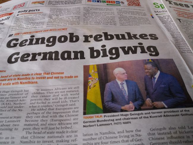 Der Präsident von Namibia tadelt deutschen Bonzen